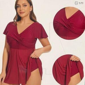 Elegant Red Swim Dress